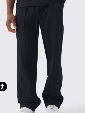 Men's Black Ribbed Drawstring Pants 4XL